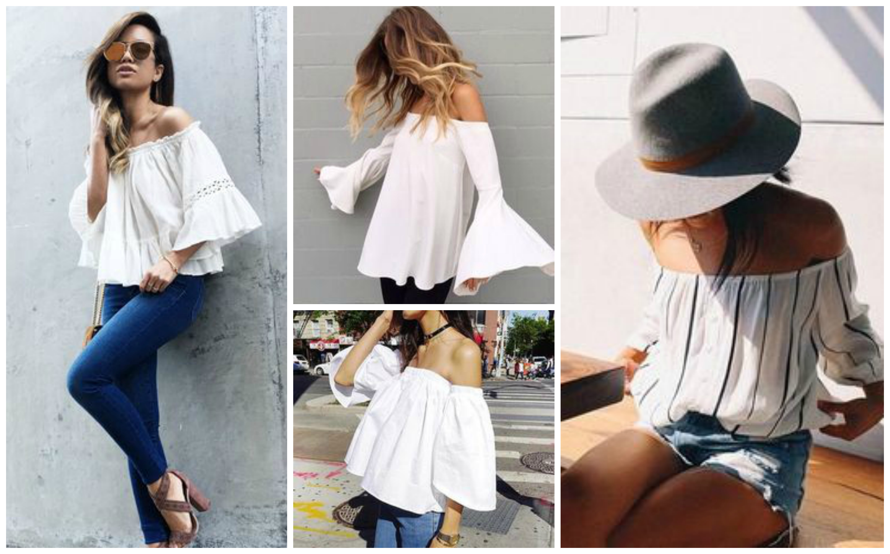 white off-the-shoulder blouses