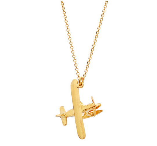 Biplane Necklace with Moving Propeller