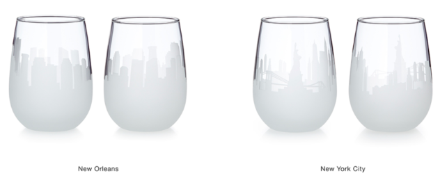 Etched Skyline Wine Glasses